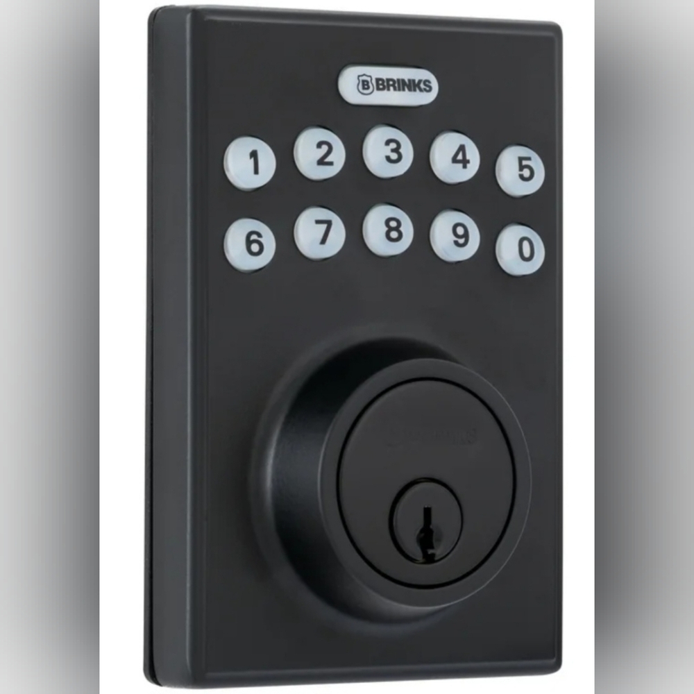 BRINKS Matte Black Keypad Electronic Deadbolt